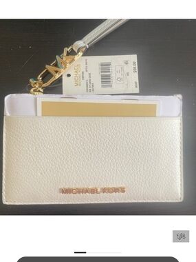 MICHAEL KORS White Leather Card Case Wristlet